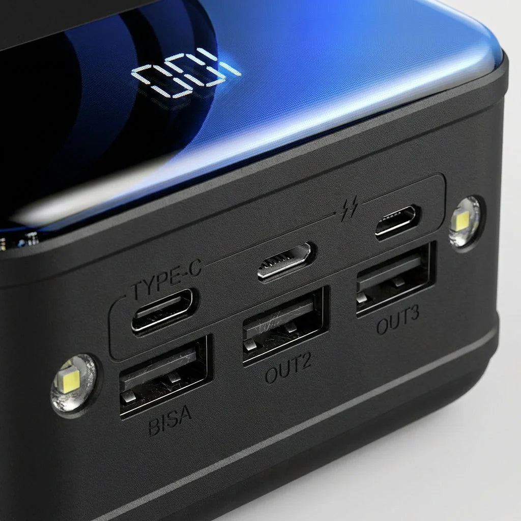 High-Capacity Power Bank with Built-In LED Lights