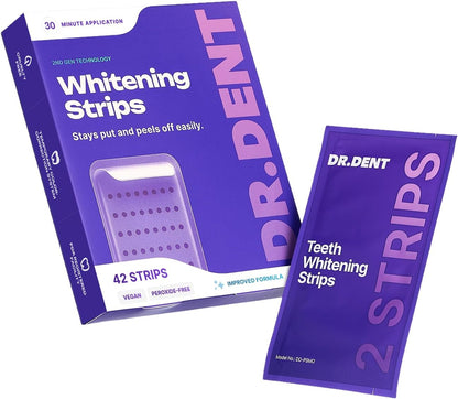 Purple Teeth Whitening Strips 21 Treatments - Safe for Enamel - Non Sensitive Teeth Whitening - Whitening without Any Harm - Pack of 42 Strips