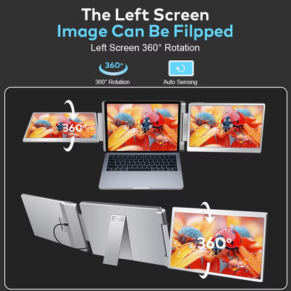 14 Inch Portable Screen Monitor 1200P IPS 360° Rotation USB-C Plug Play Mobile Office Ultra-Thin Monitor Extension for Notebooks