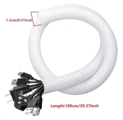 1M 3M 5M Braided Cable Sleeve Pet Nylon Wrapping Case Cover for Desk PC TV Wire Protector Cable Management Wrap