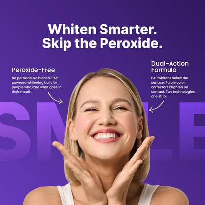 Purple Teeth Whitening Strips 21 Treatments - Safe for Enamel - Non Sensitive Teeth Whitening - Whitening without Any Harm - Pack of 42 Strips
