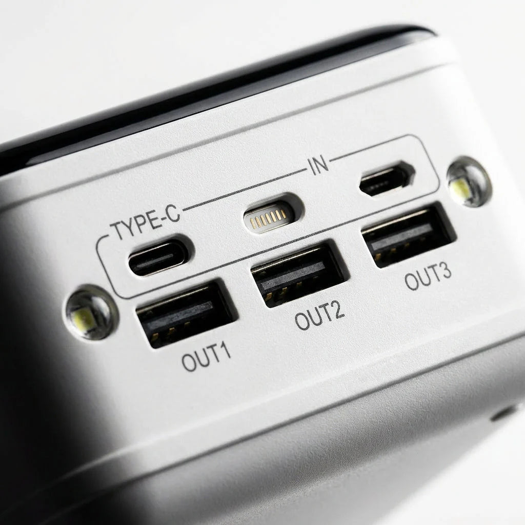 High-Capacity Power Bank with Built-In LED Lights