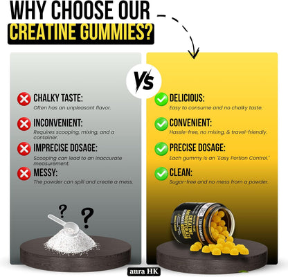 Sugar Free Creatine Monohydrate Gummies 5000Mg per Serving, Mango Flavor, with Turmeric Root & Black Pepper, Vegan Creatine Gummies for Men & Women, 120 Gummies, 30 Servings Creatine Gummies 5G
