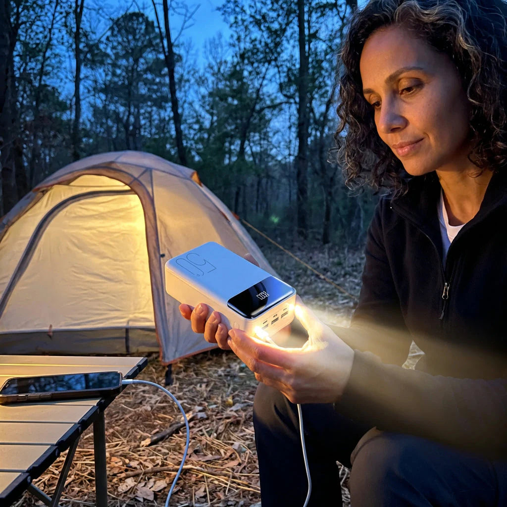 High-Capacity Power Bank with Built-In LED Lights