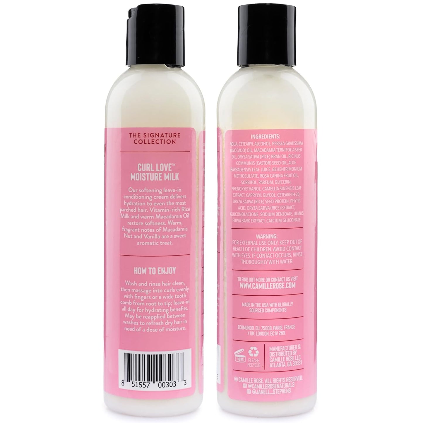 Leave-In Conditioner, Curl Love Moisture Milk – Curly Hair Moisture, Detangler, Frizz Control, 8 Fl Oz