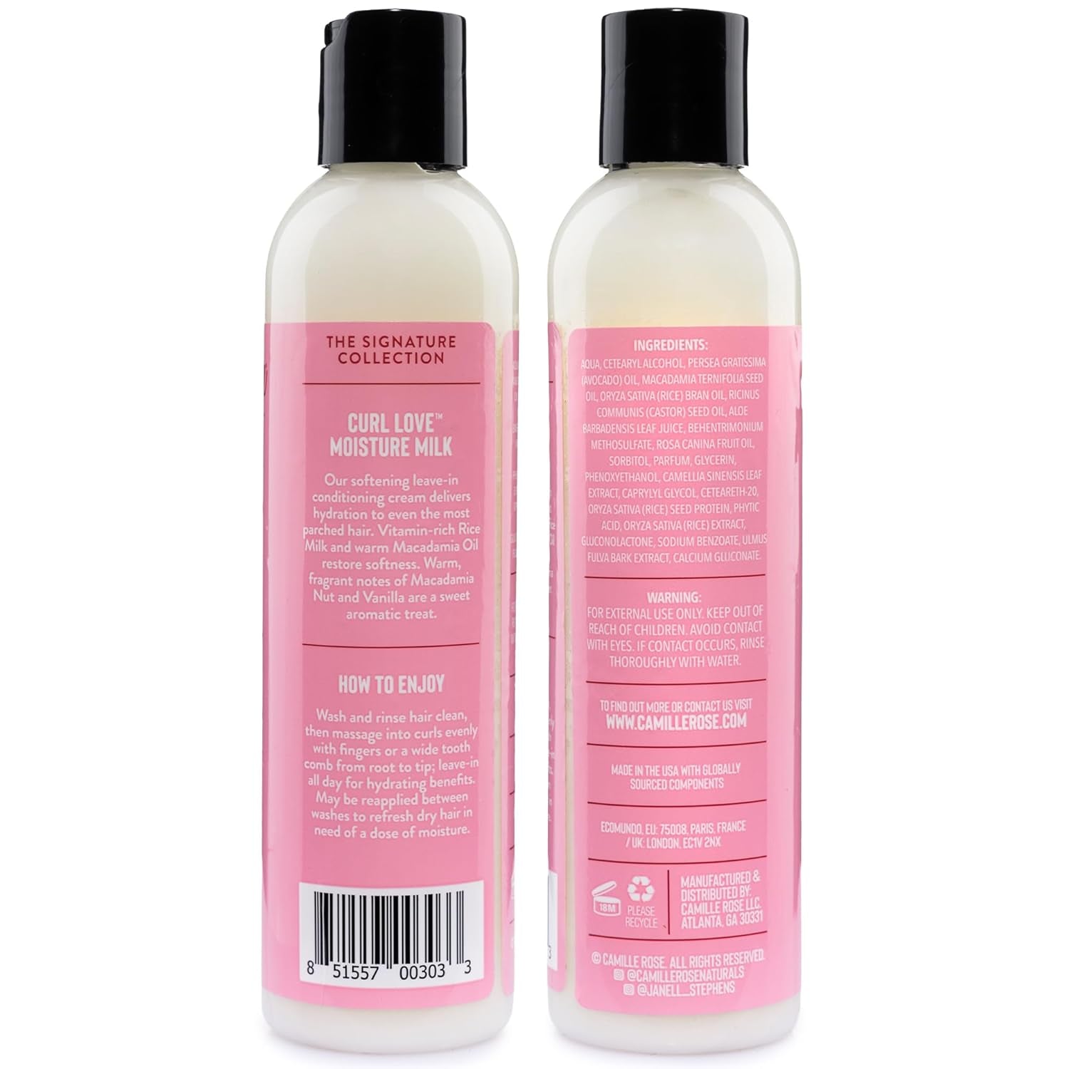 Leave-In Conditioner, Curl Love Moisture Milk – Curly Hair Moisture, Detangler, Frizz Control, 8 Fl Oz