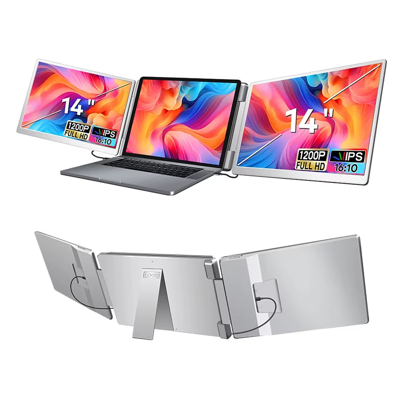 14 Inch Portable Screen Monitor 1200P IPS 360° Rotation USB-C Plug Play Mobile Office Ultra-Thin Monitor Extension for Notebooks