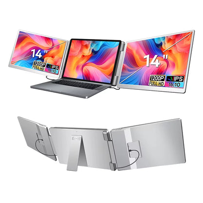 14 Inch Portable Screen Monitor 1200P IPS 360° Rotation USB-C Plug Play Mobile Office Ultra-Thin Monitor Extension for Notebooks