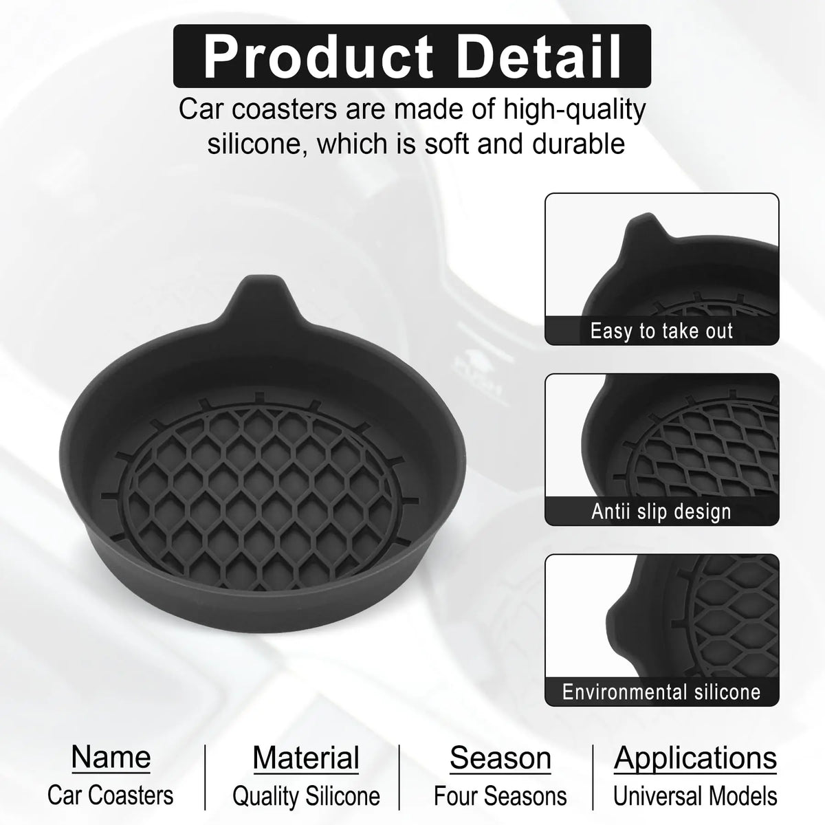 2/4Pcs Car Cup Holder Coaster Silicone Cup Holder Insert Universal Non-Slip Cup Holders Car Accessories Interior Silent Cup Pad