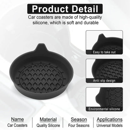 2/4Pcs Car Cup Holder Coaster Silicone Cup Holder Insert Universal Non-Slip Cup Holders Car Accessories Interior Silent Cup Pad