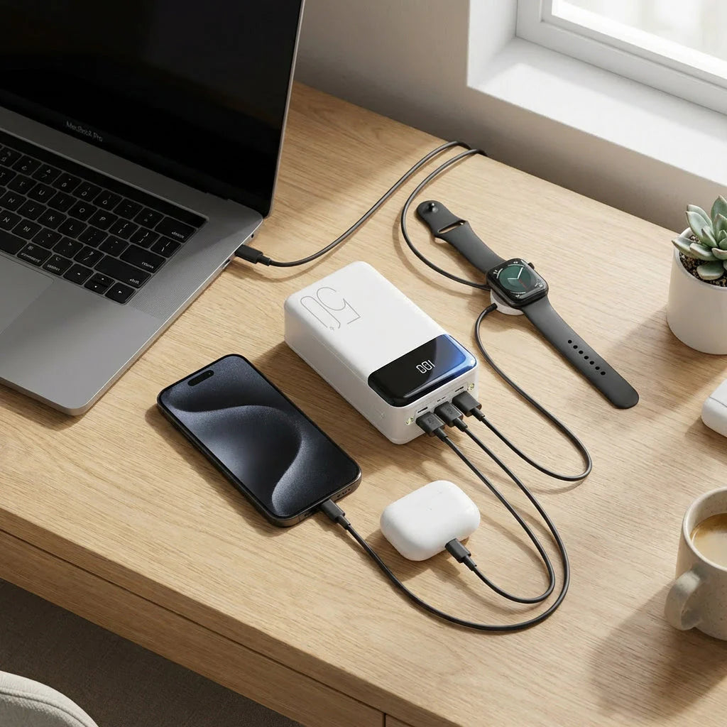 High-Capacity Power Bank with Built-In LED Lights