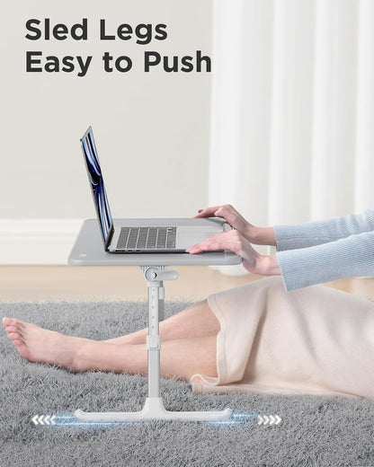Non-Slip Leather Laptop Bed Tray Table,Lap Desk with Laptop Stopper | Portable Height & Angle Adjustable Laptop Stand with Foldable Legs, Notebook Stand Reading Desk for Sofa Couch