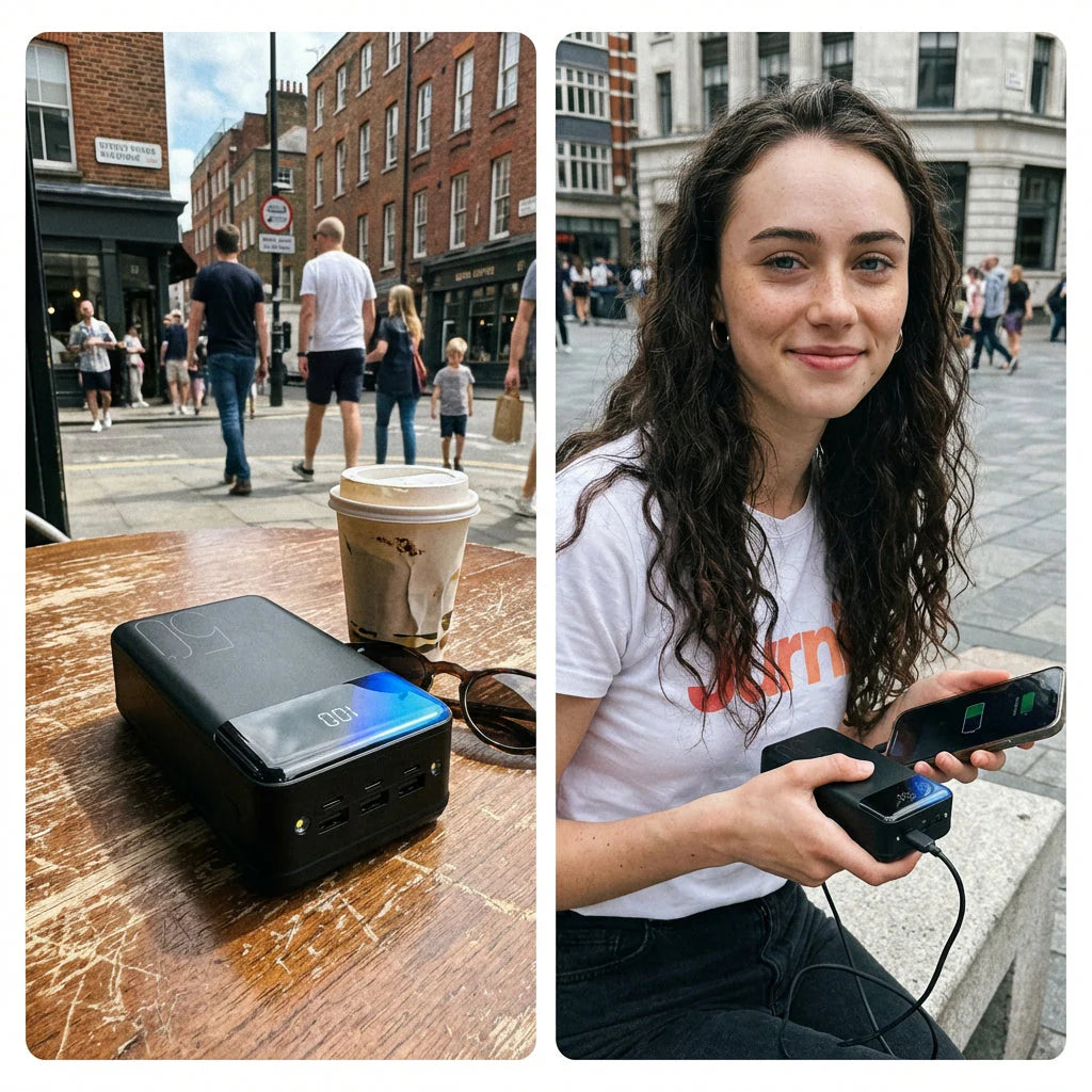 High-Capacity Power Bank with Built-In LED Lights