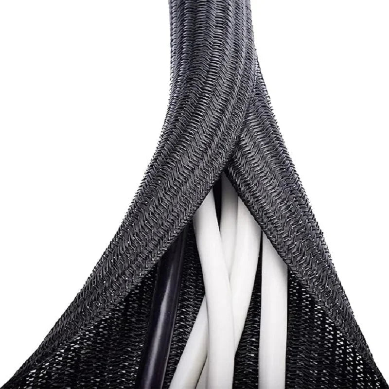 1M 3M 5M Braided Cable Sleeve Pet Nylon Wrapping Case Cover for Desk PC TV Wire Protector Cable Management Wrap