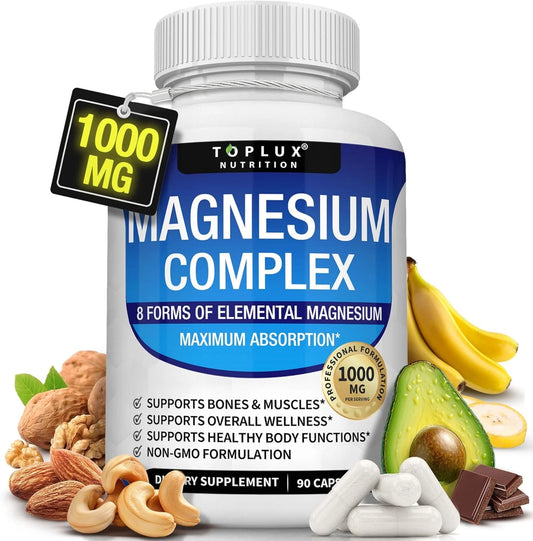 Magnesium Complex 8 Elemental Magnesium Supplement 1000Mg Glycinate, Citrate, Malate, Taurate